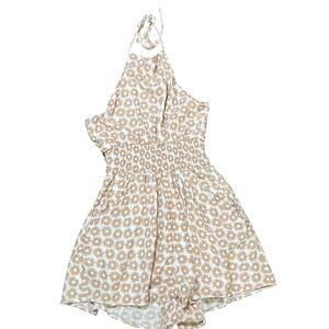 American Eagle Halter Romper Women's Small Floral Linen Pockets